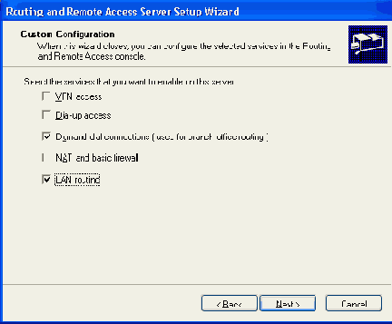    Routing and Remote Access Server Setup Wizard